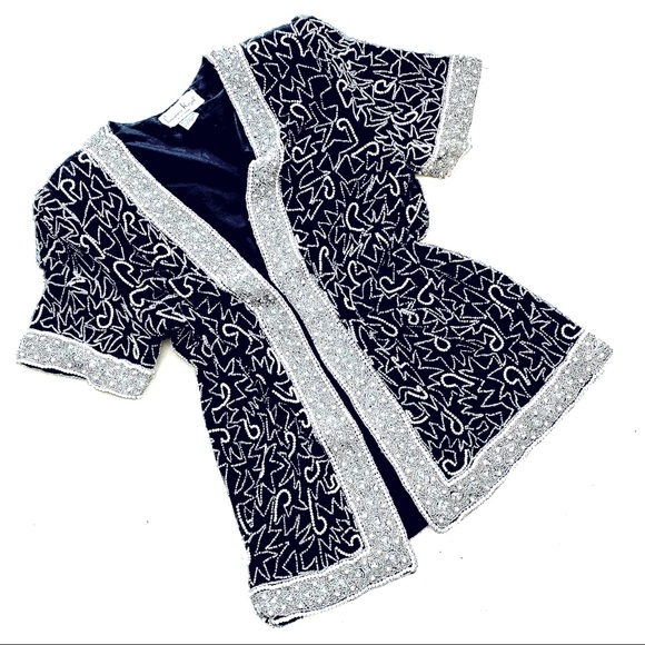 SILK BEADED BLOUSE - Picture 1 of 7